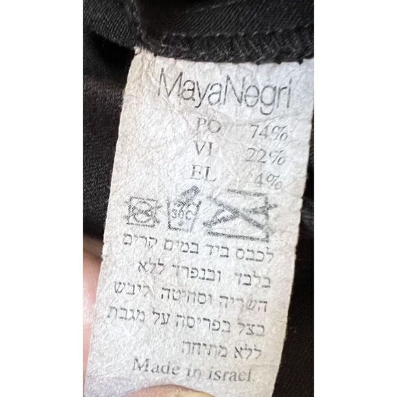RARE Maya Negri Womens Medium Israeli Designer Black Pants Brocade Inset Inseam - Picture 8 of 13